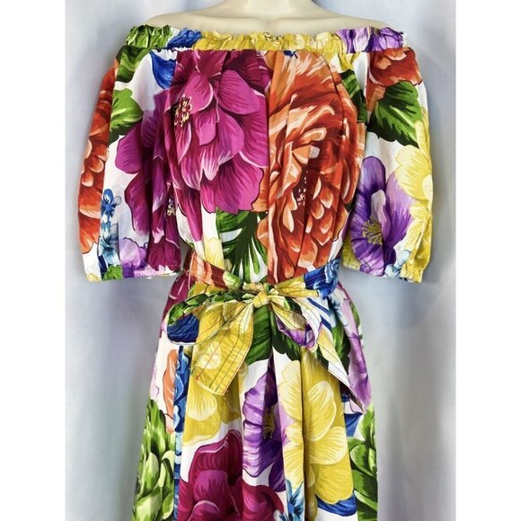 FARM Rio Rainbow Chita Off-The-Shoulder Puff-Sleeve Maxi Dress $225 - Picture 5 of 12